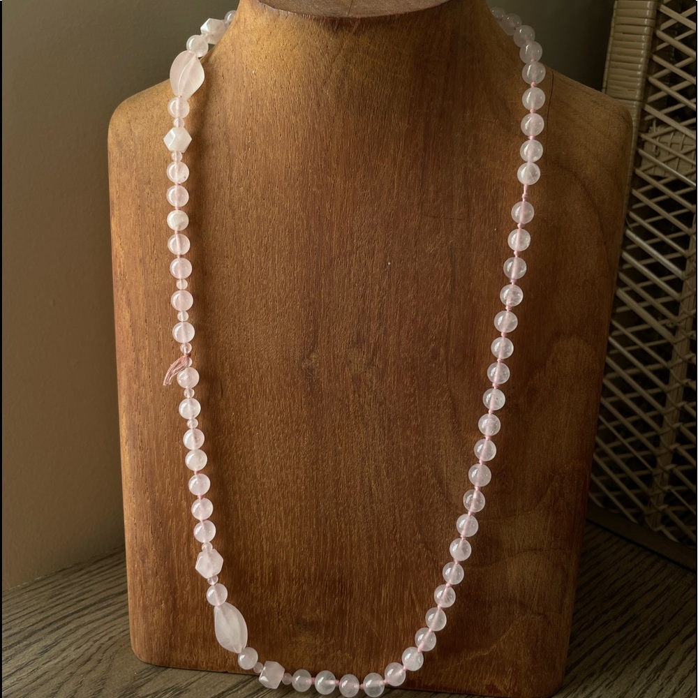 Pink glass stone necklace